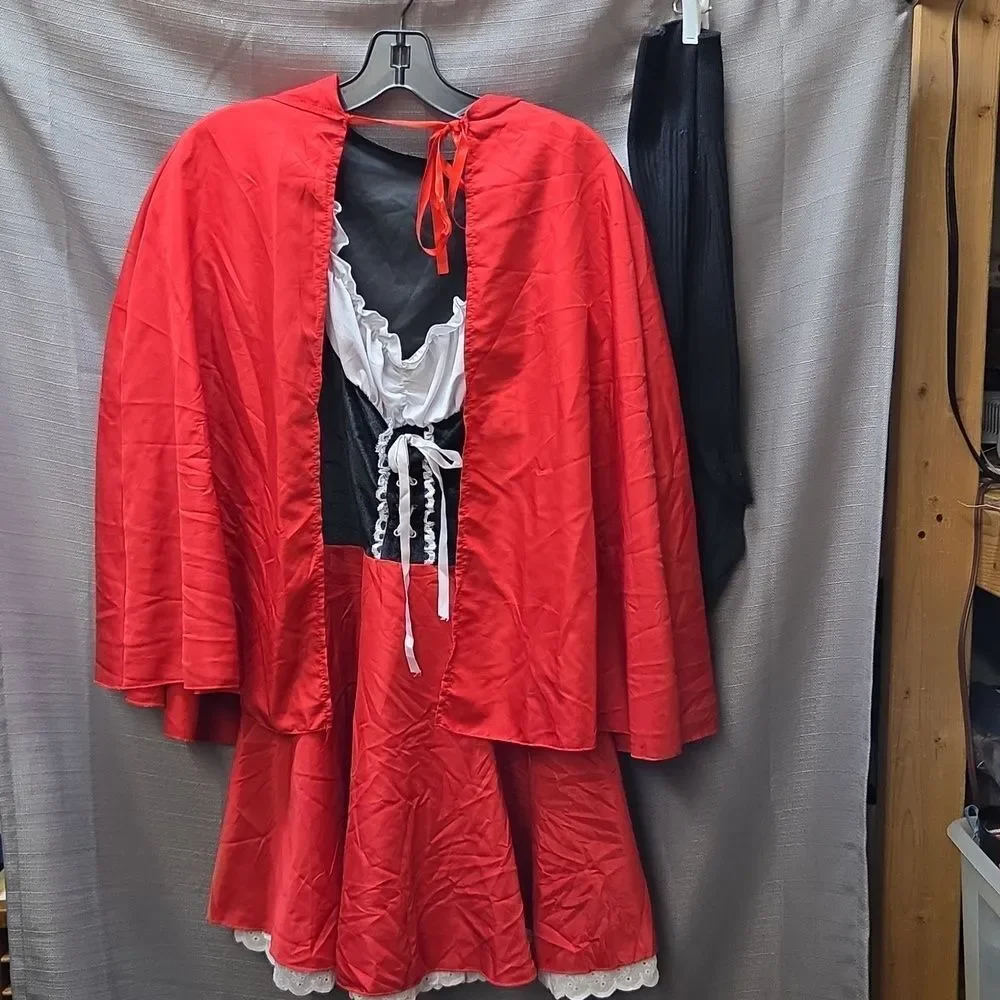 Halloween Ladies Little Red Riding Hood Costume Size Small Dress And Hooded Cape